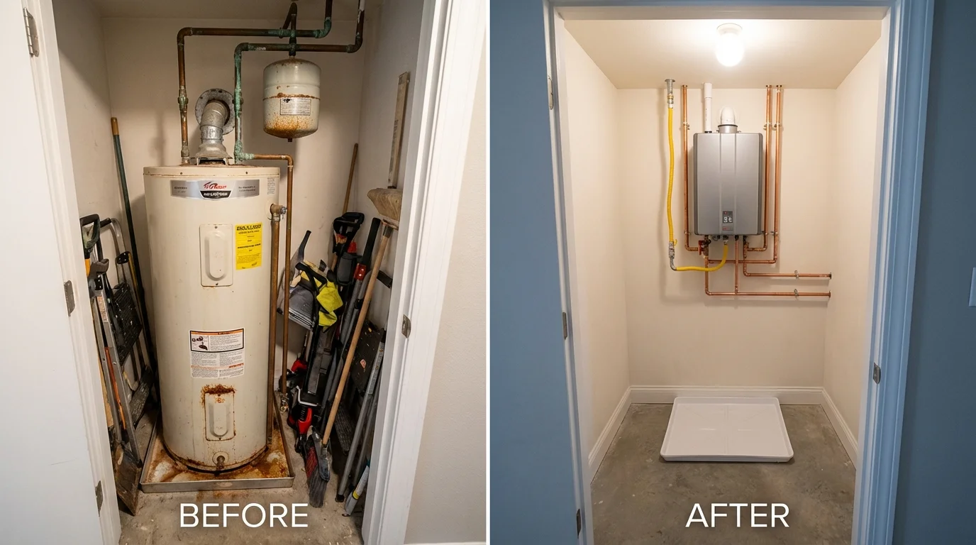 Tank water heater versus wall-mounted tankless unit comparison for Fairfield, AL homeowners
